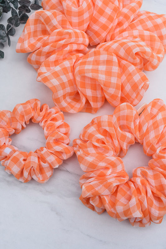 Orange Creamsicle Gingham Scrunchie