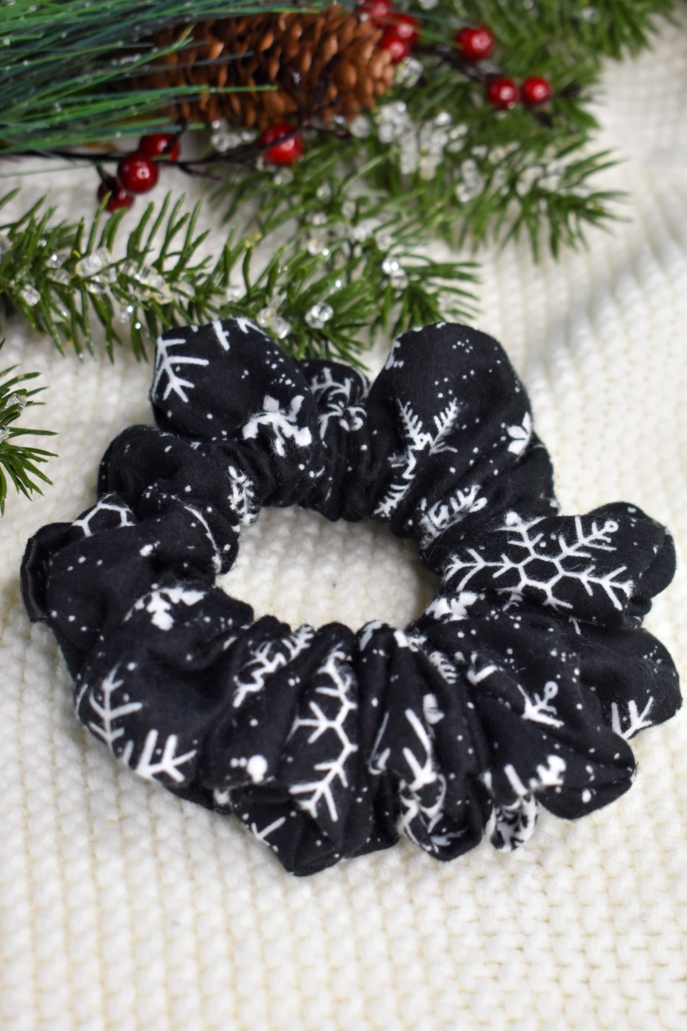 Midnight Snow Scrunchie