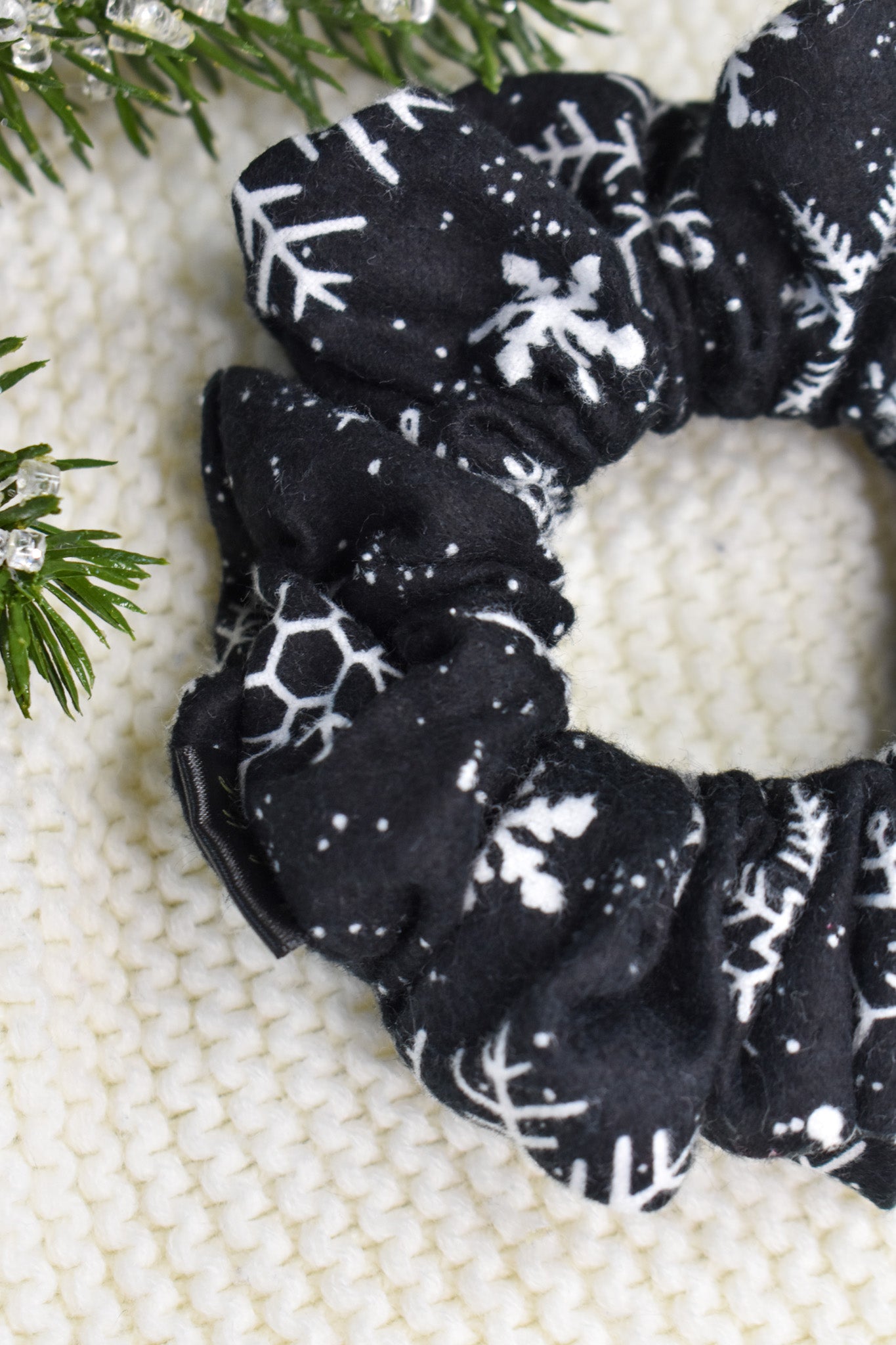 Midnight Snow Scrunchie