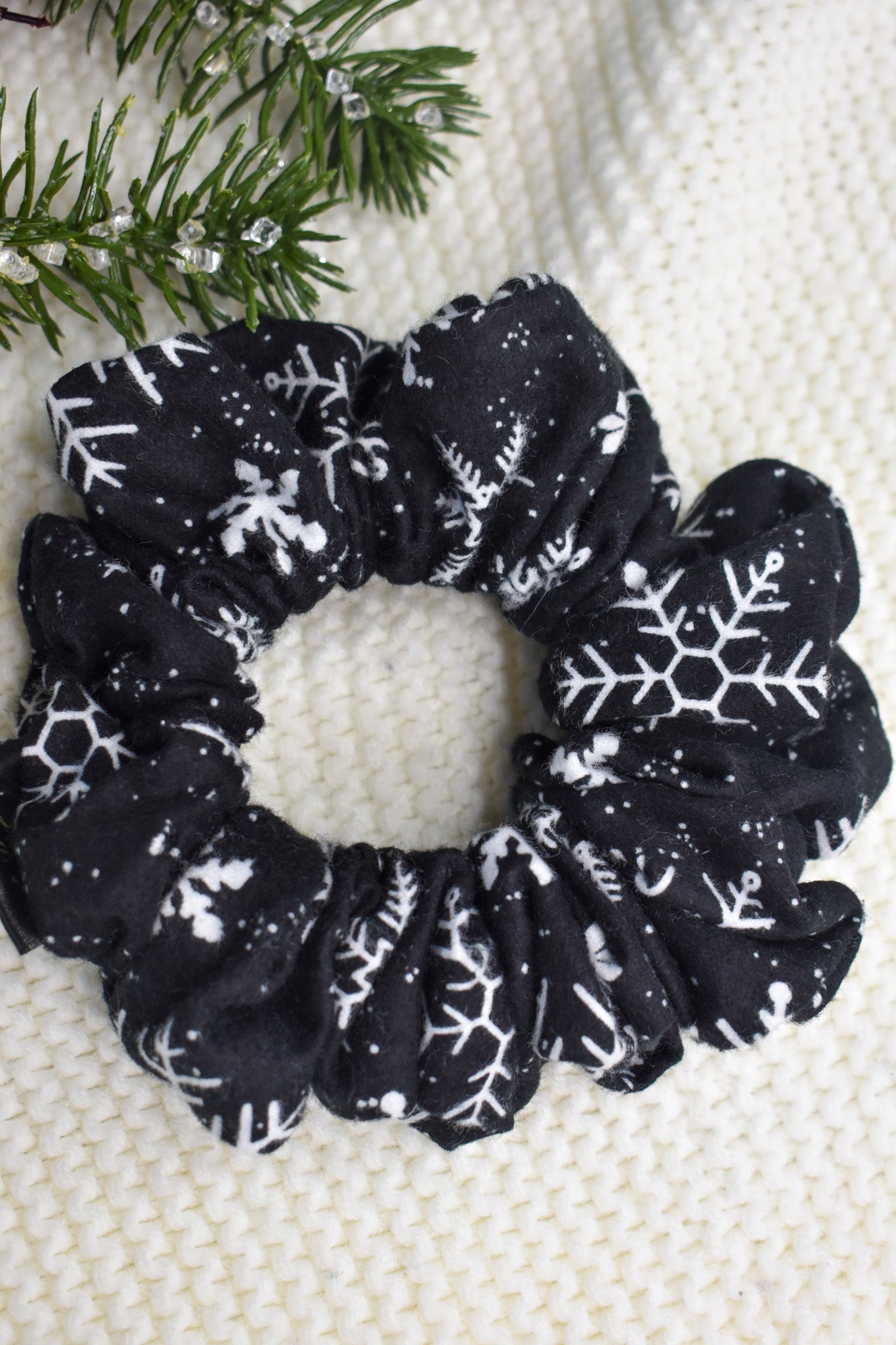 Midnight Snow Scrunchie
