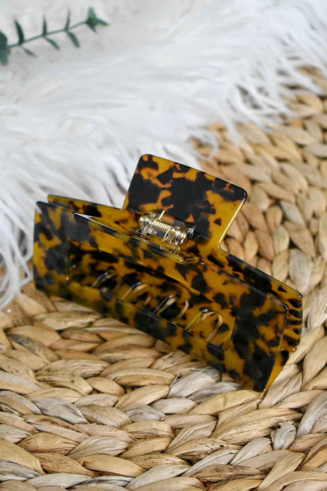 Dark Tortoise Square Claw Clip