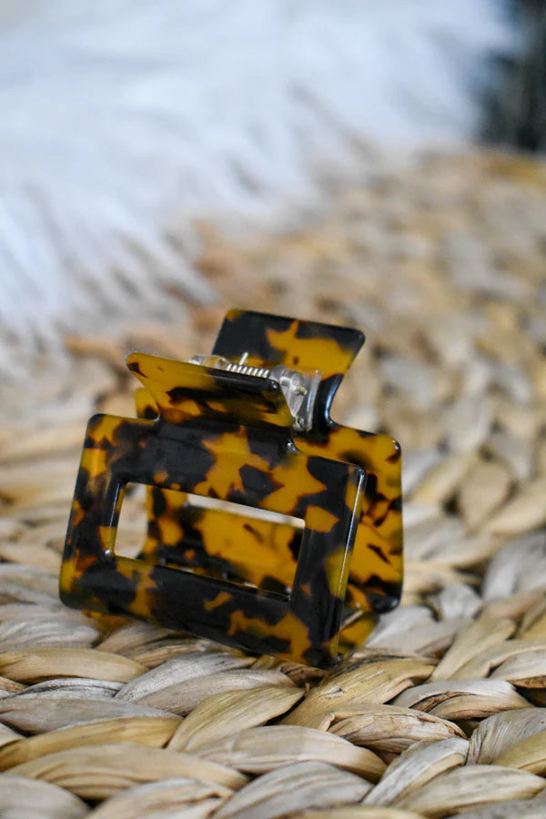 Dark Tortoise Square Claw Clip
