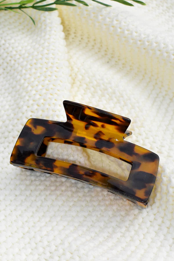 Dark Tortoise Square Claw Clip