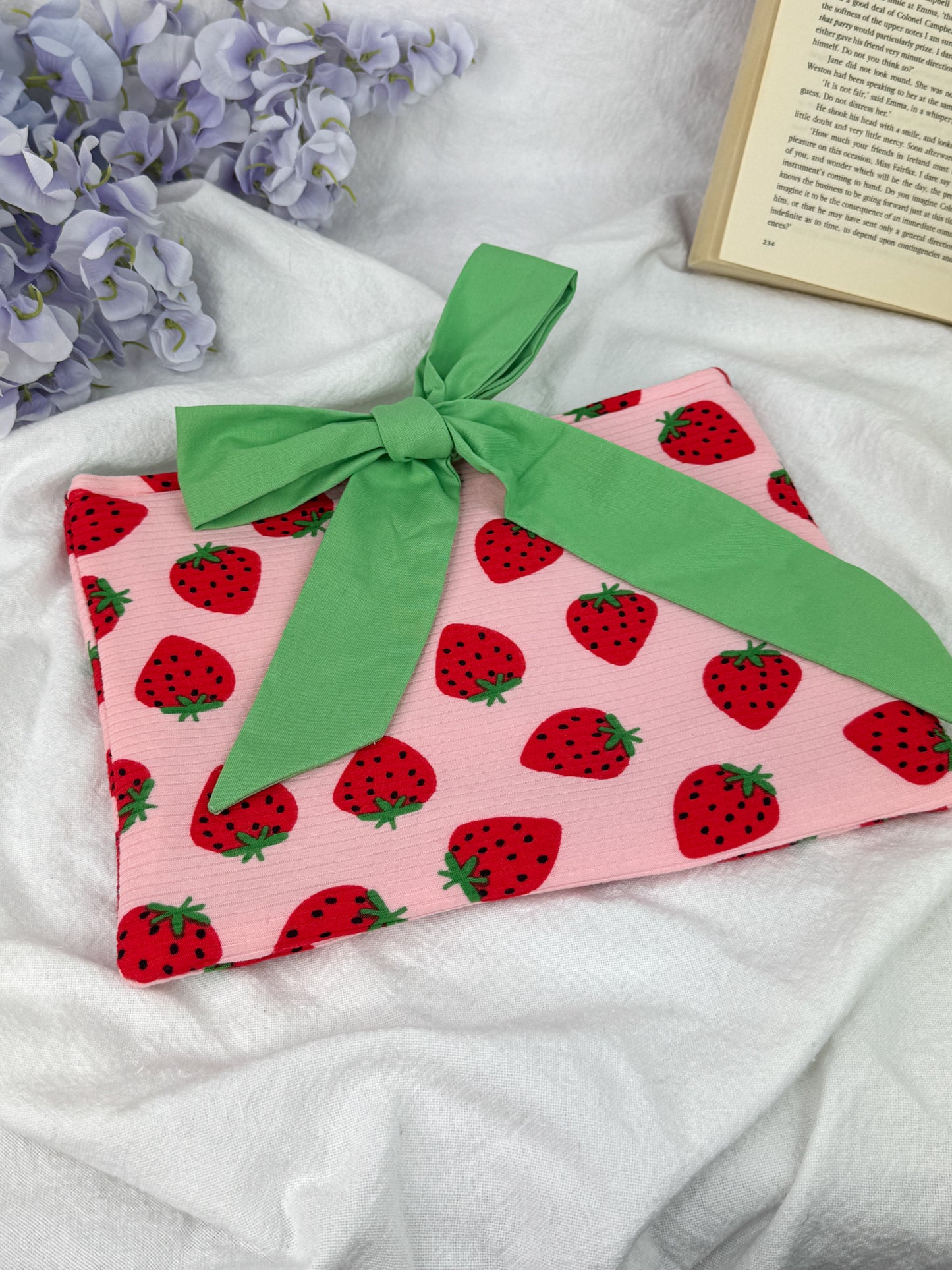 Strawberry Swirl Quilted Book Sleeve