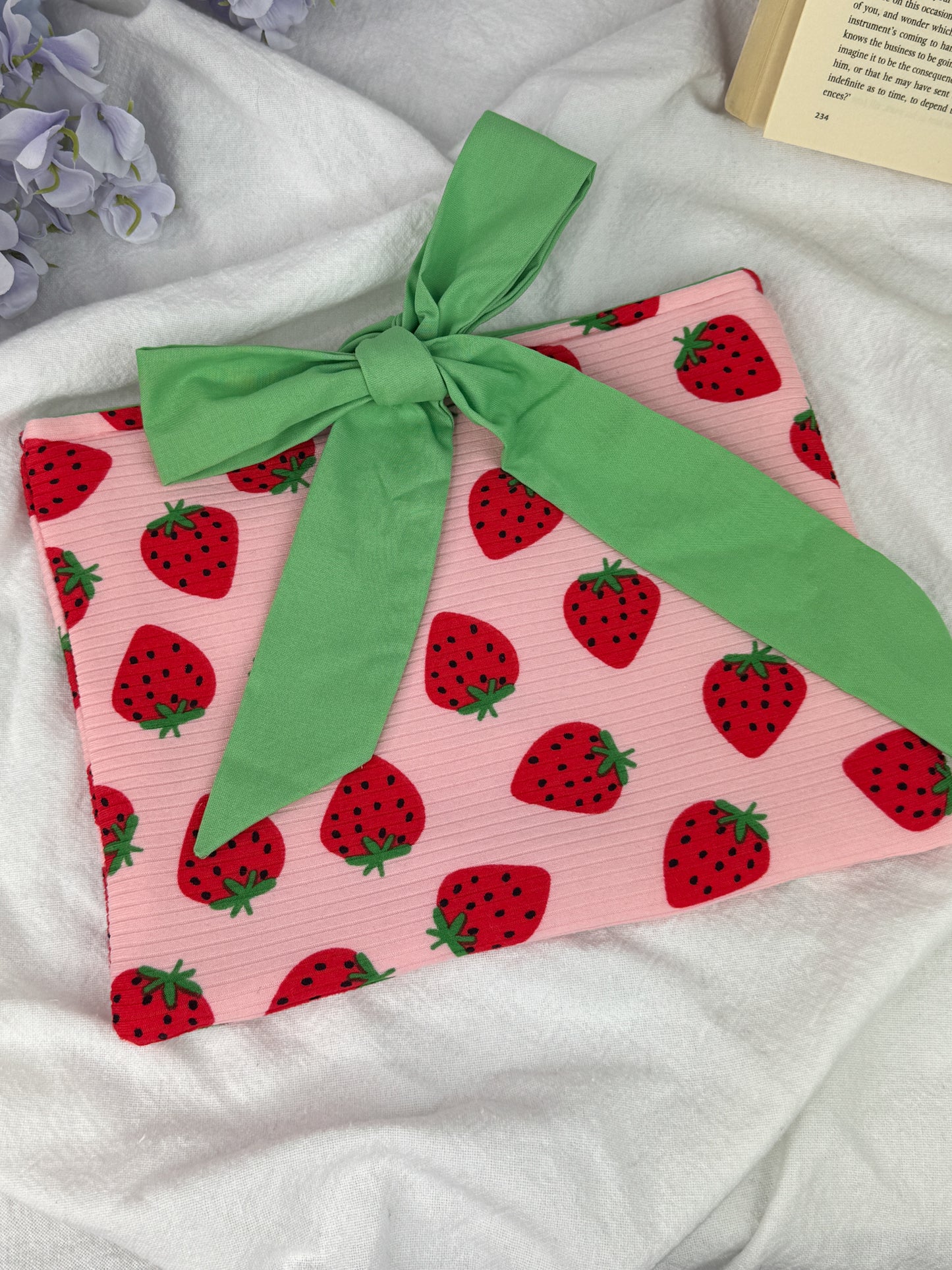 Strawberry Swirl Quilted Book Sleeve