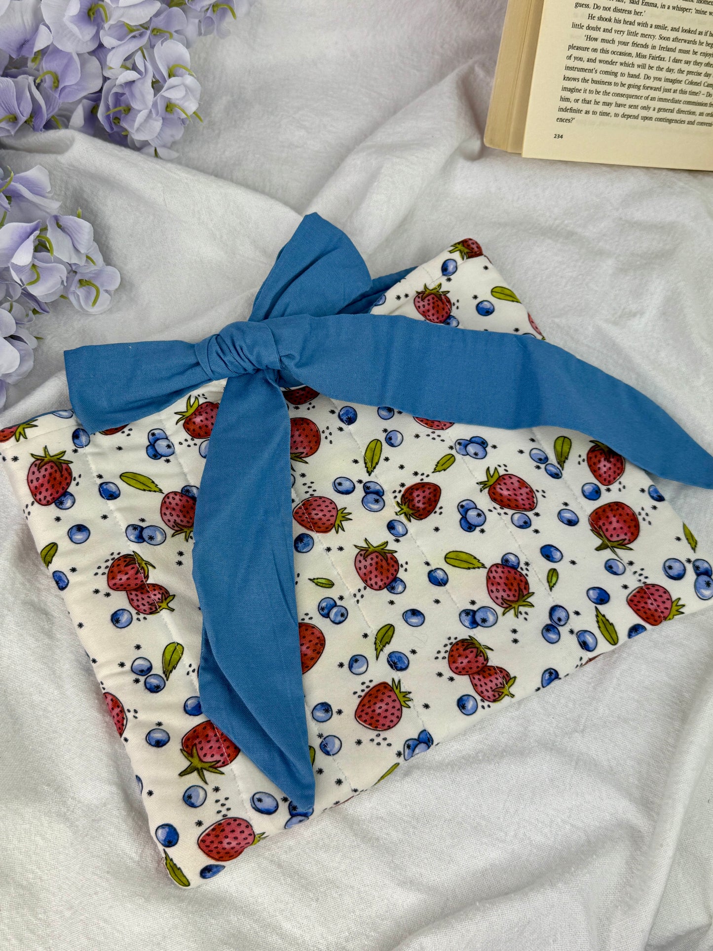 Strawberries and Cream Quilted Book Sleeve