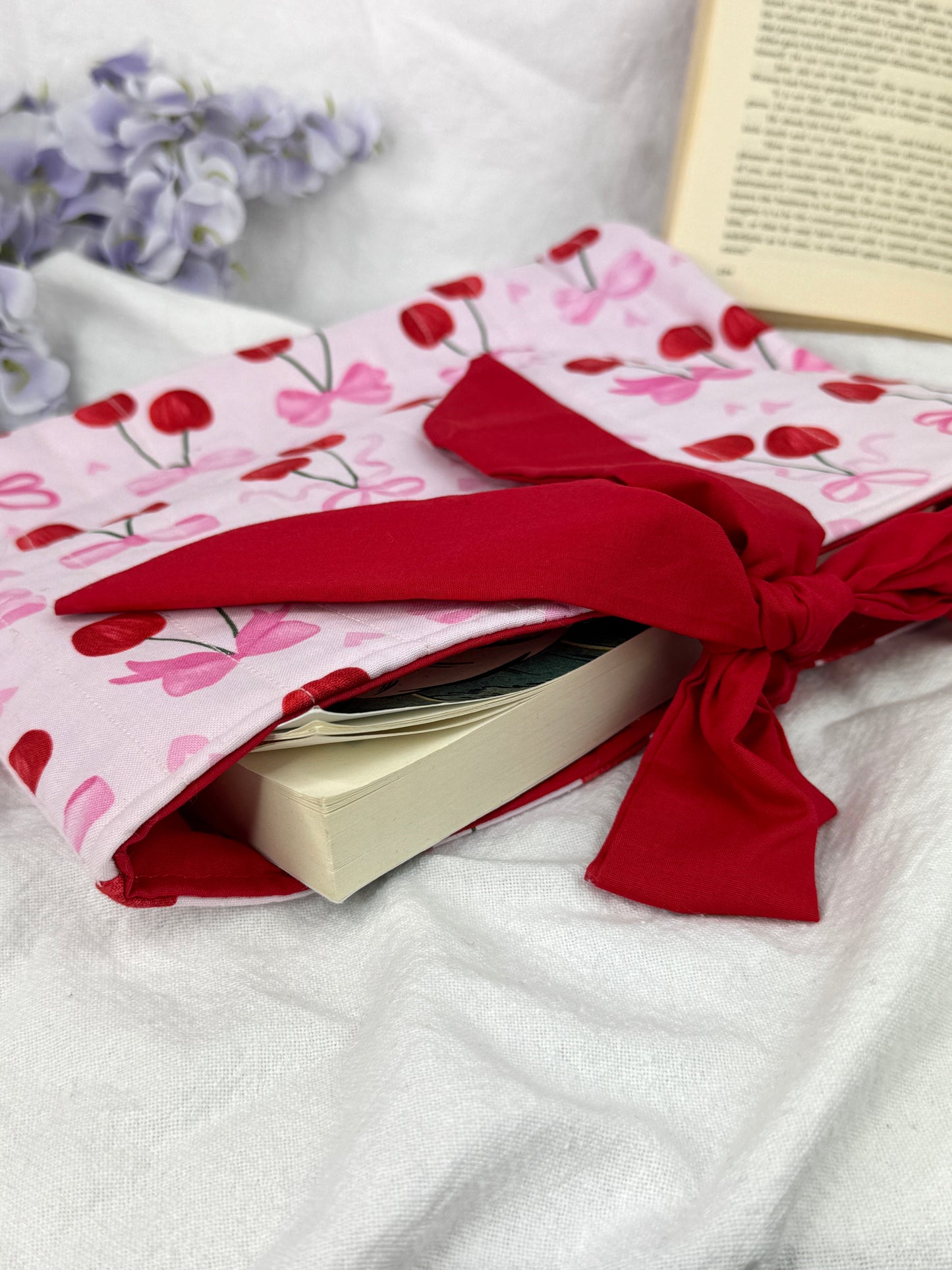Cherry Sweetheart Quilted Book Sleeve