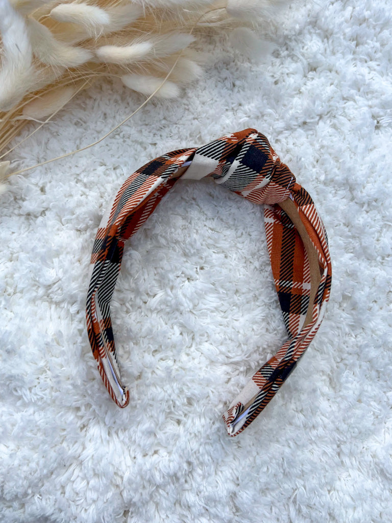 Chai Latte Plaid | Knotted Headband
