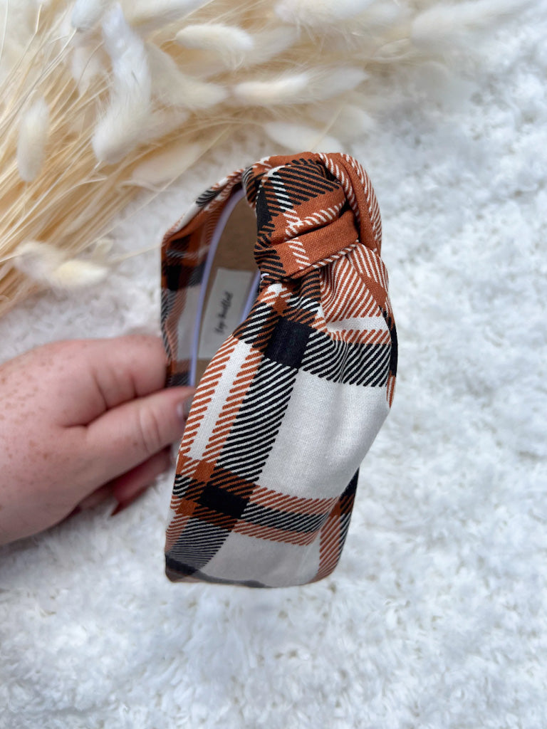 Chai Latte Plaid | Knotted Headband