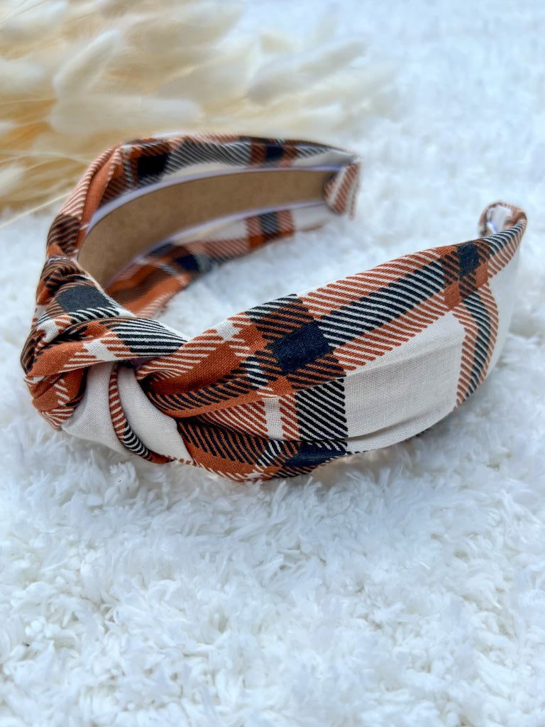 Chai Latte Plaid | Knotted Headband