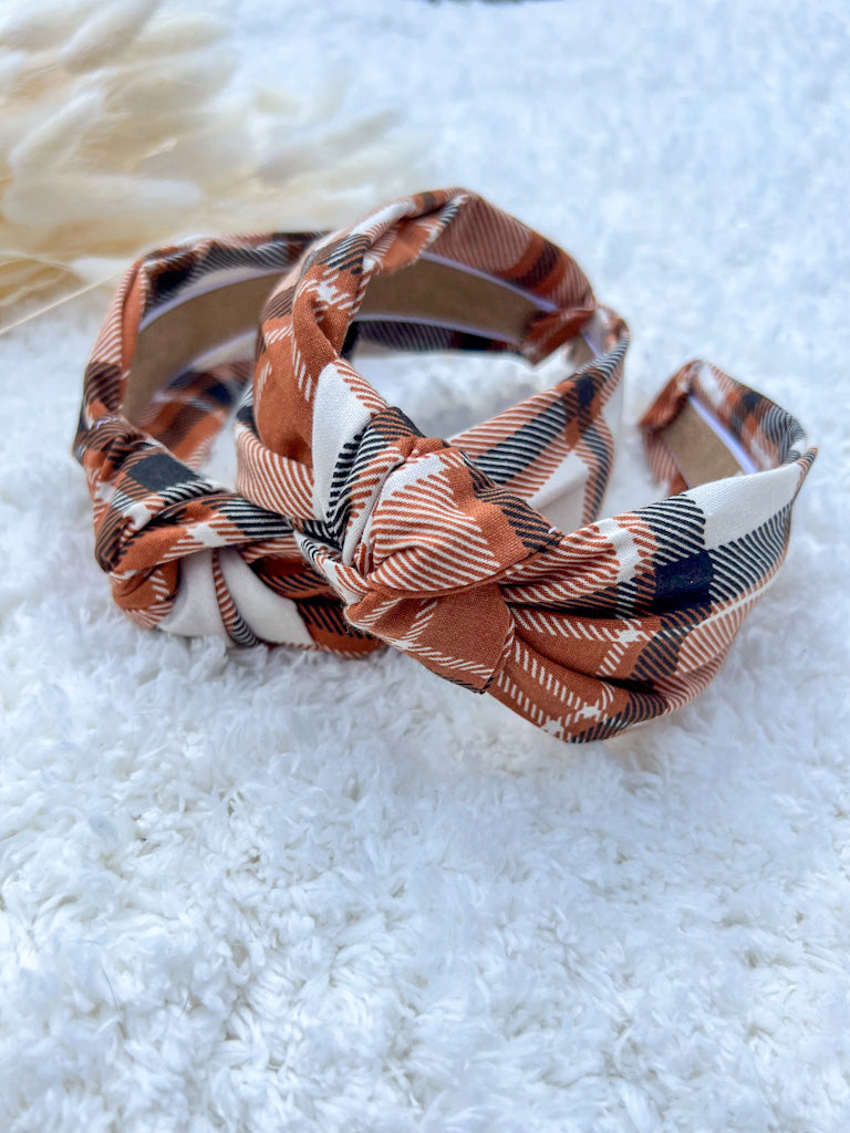 Chai Latte Plaid | Knotted Headband