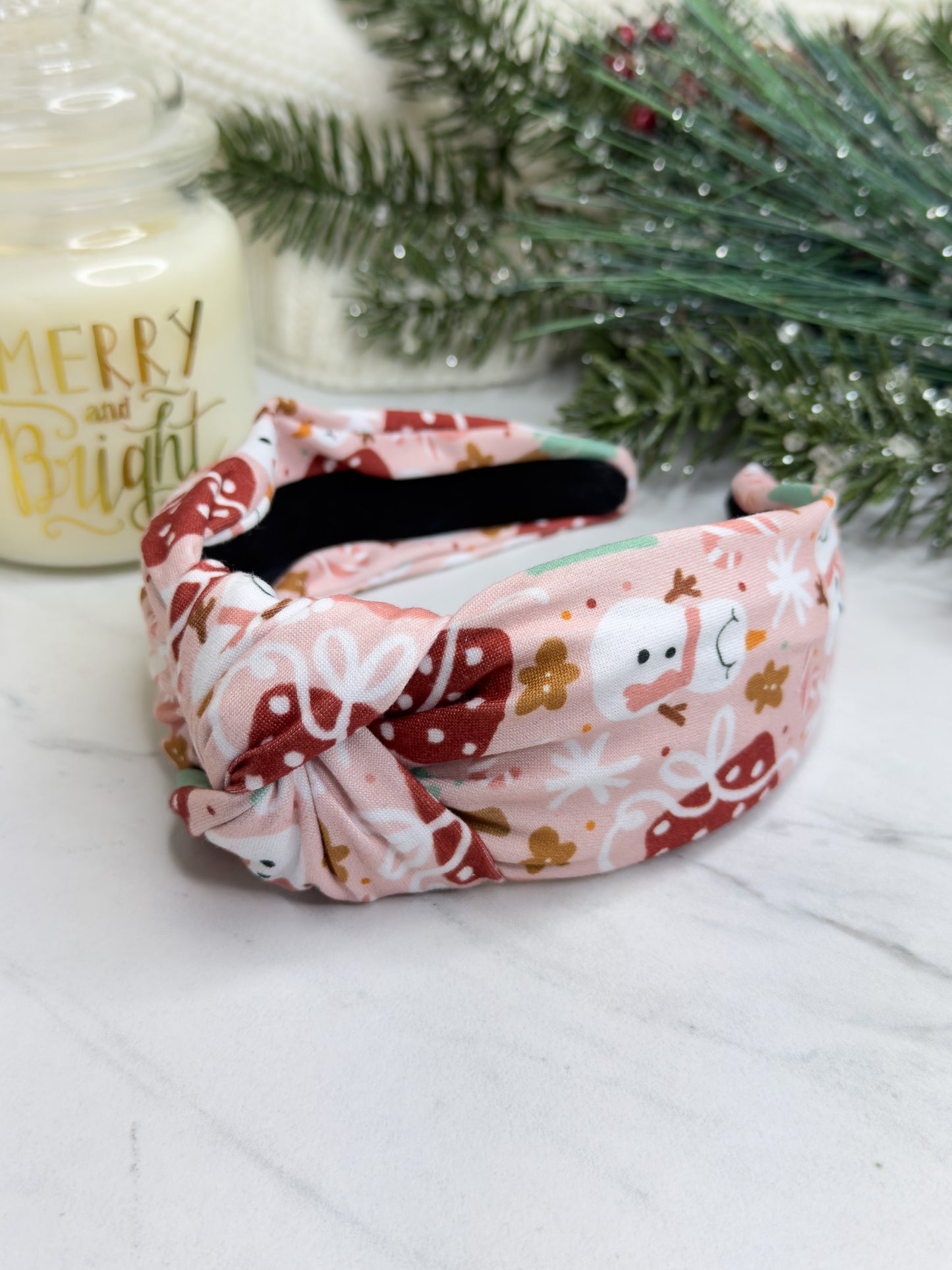 Pink Gingerbread Dreams Knotted Headband