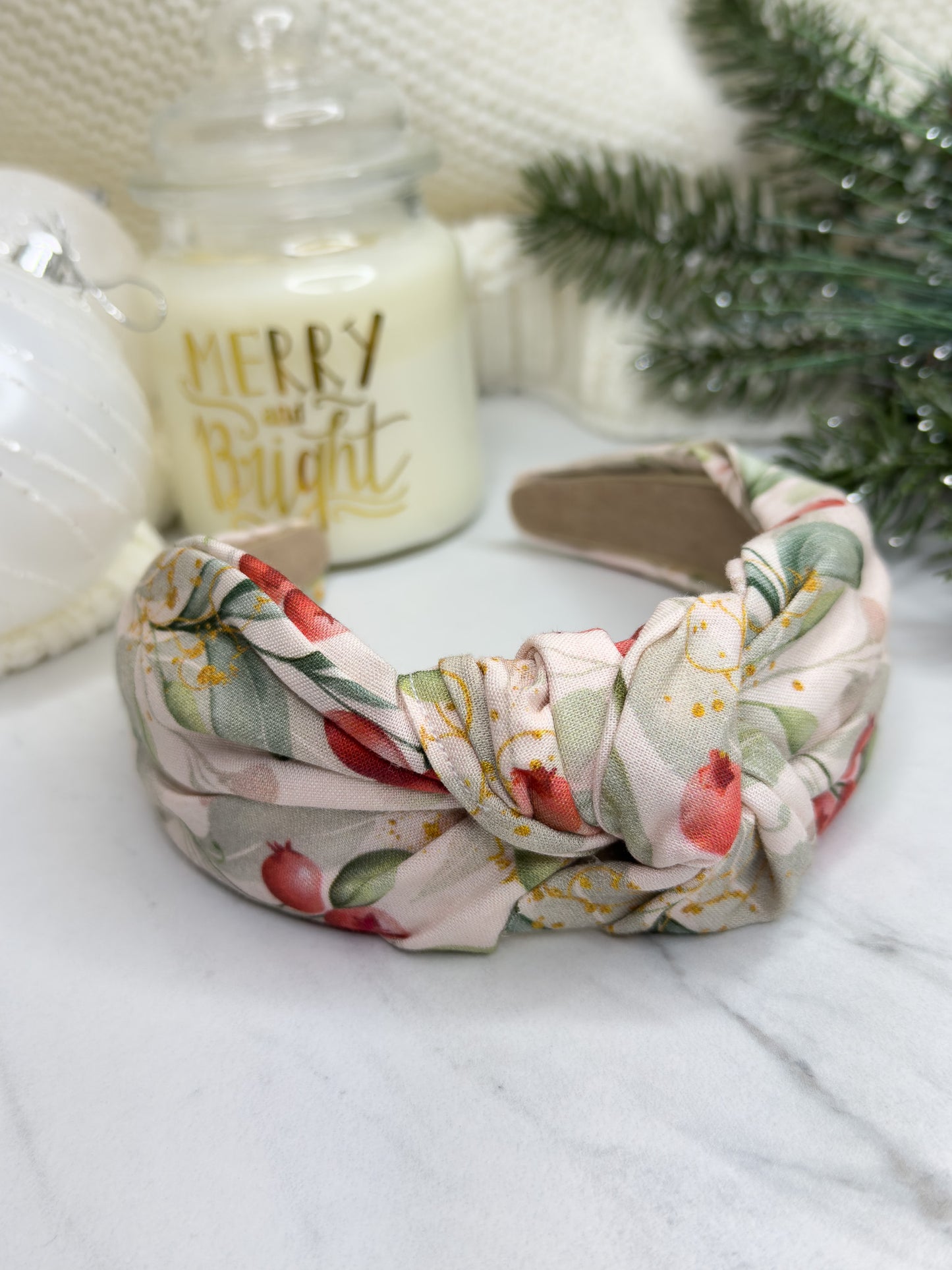 Cranberry Holly Knotted Headband