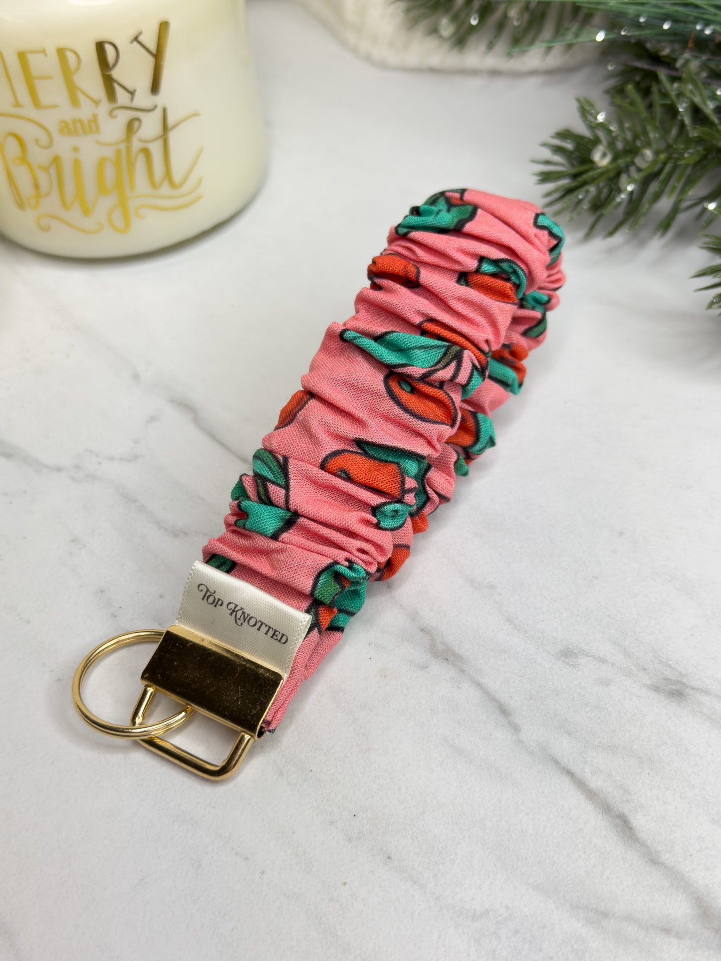 Pink Cranberry Cheer Scrunchie Wristlet