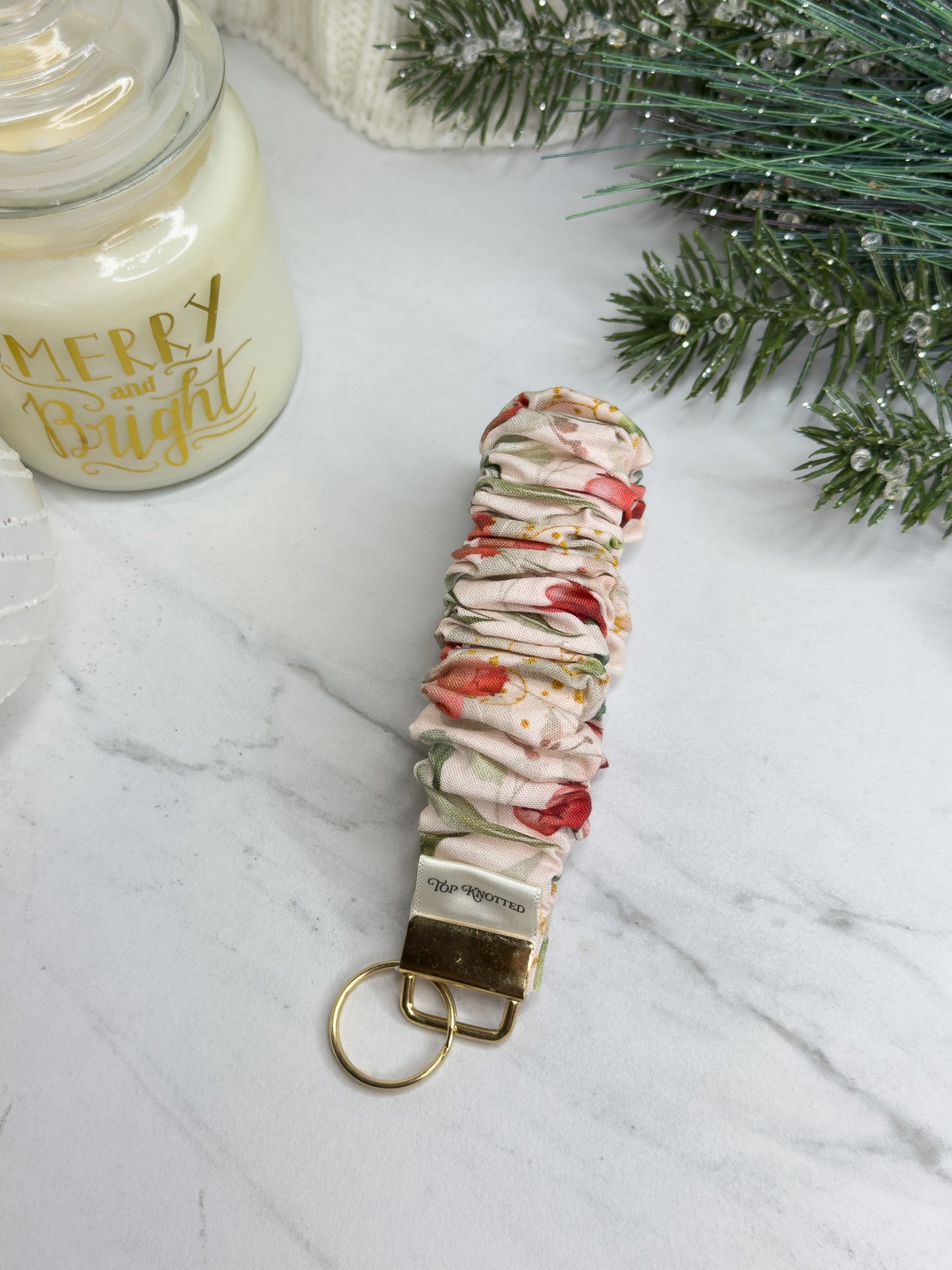 Cranberry Holly Scrunchie Wristlet