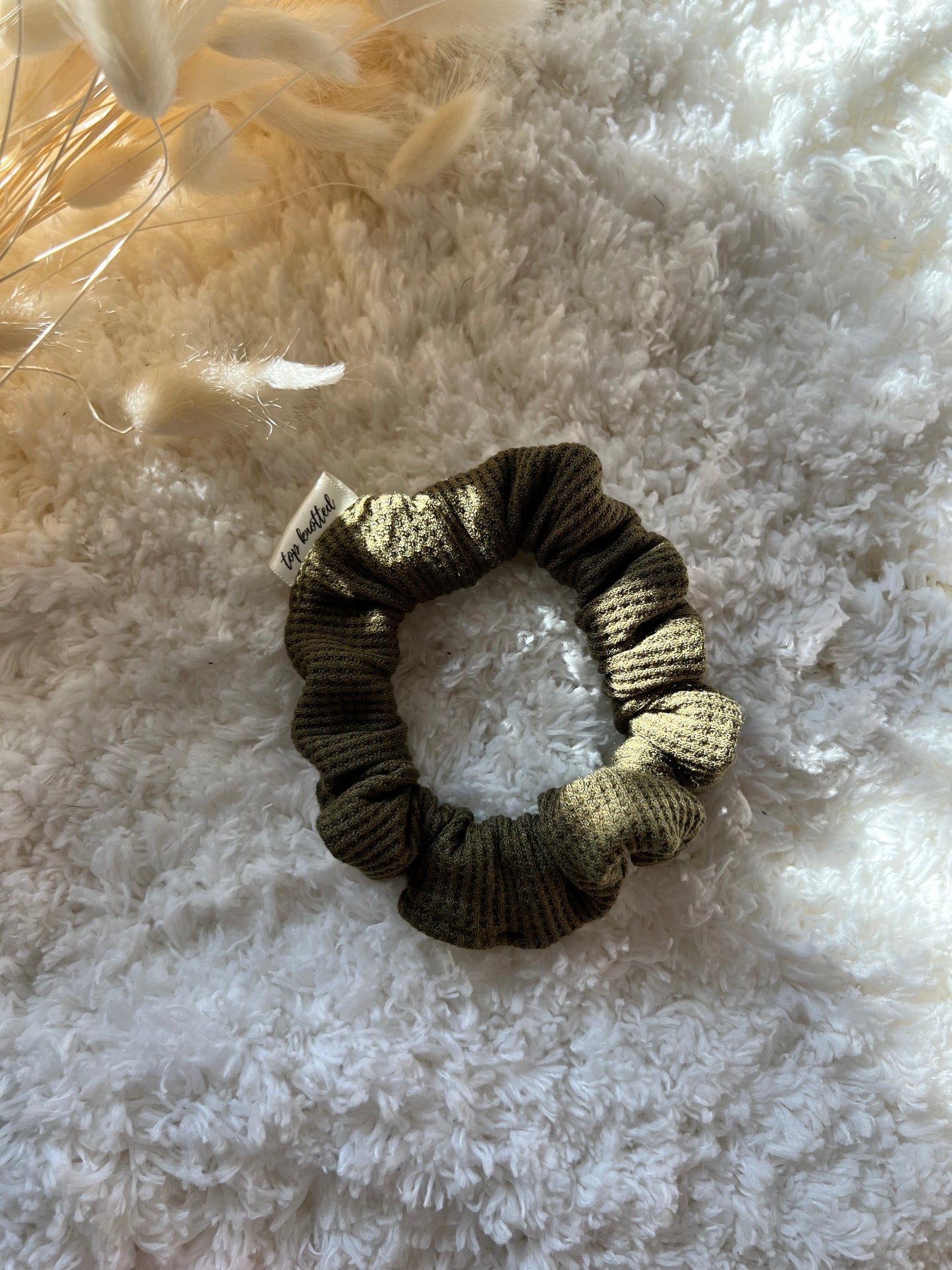 Olive Waffle Scrunchie