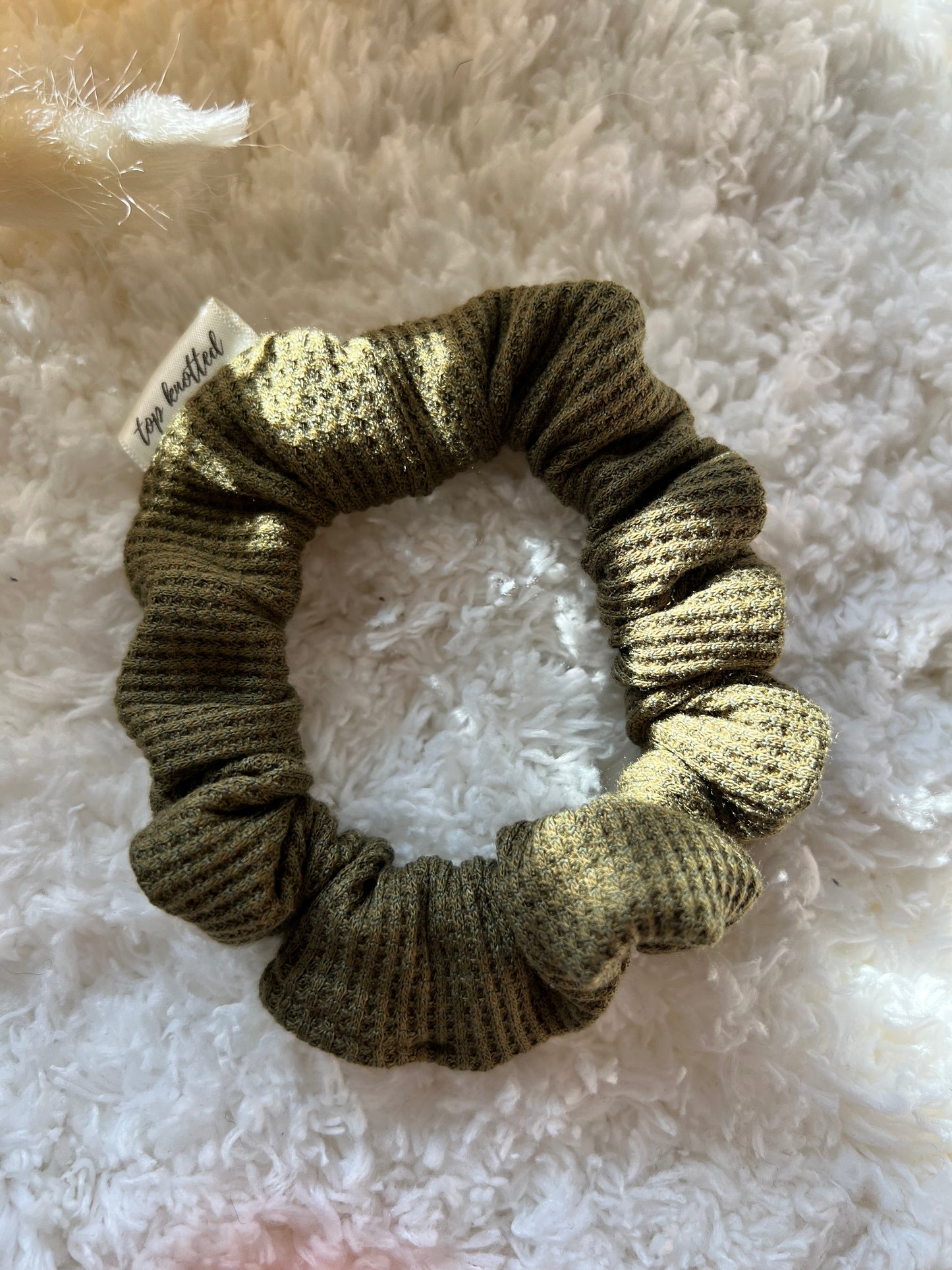 Olive Waffle Scrunchie