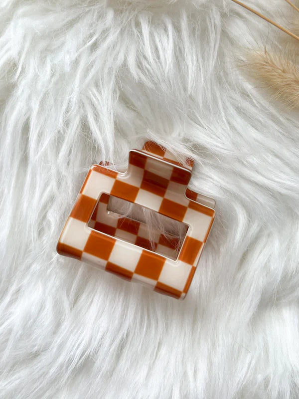 Checkered Petite Claw Clip