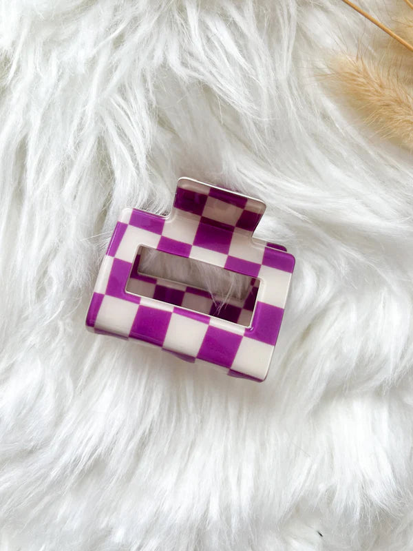 Checkered Petite Claw Clip
