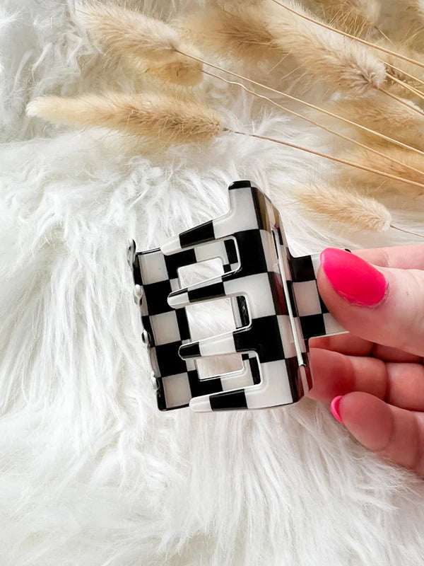 Checkered Petite Claw Clip