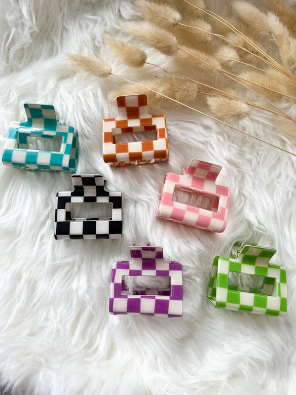 Checkered Petite Claw Clip
