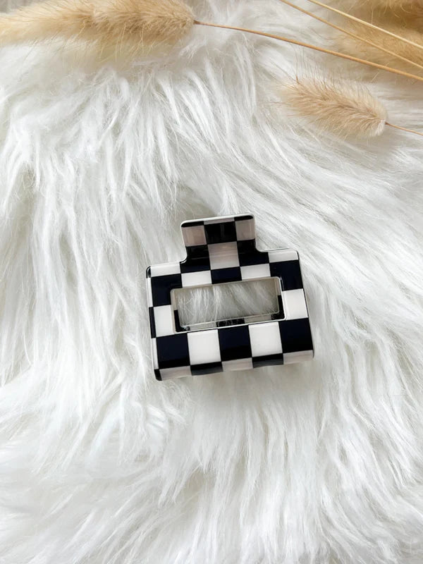 Checkered Petite Claw Clip