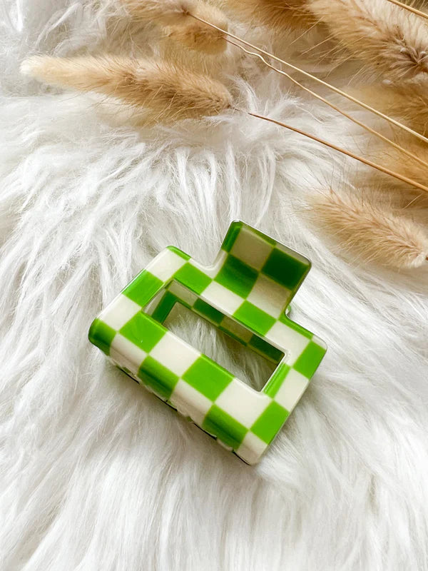 Checkered Petite Claw Clip