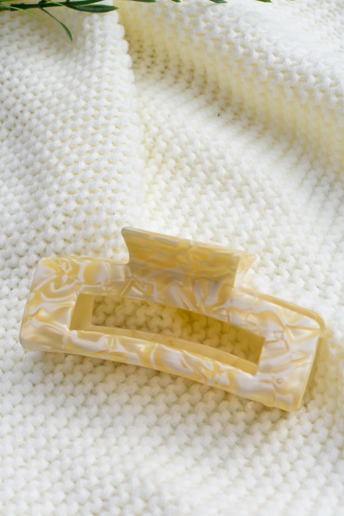 Cream Square Claw Clip