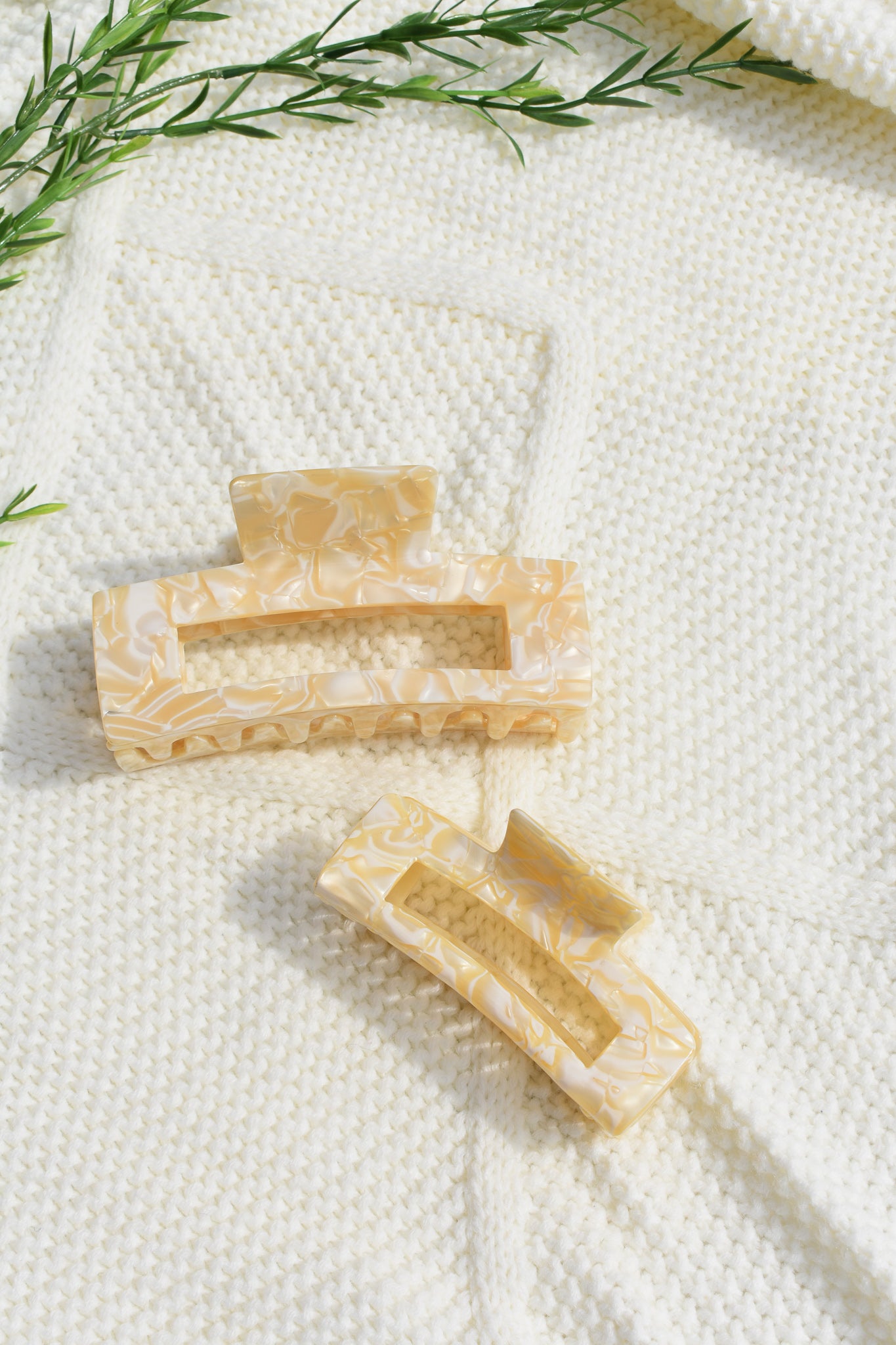 Cream Square Claw Clip
