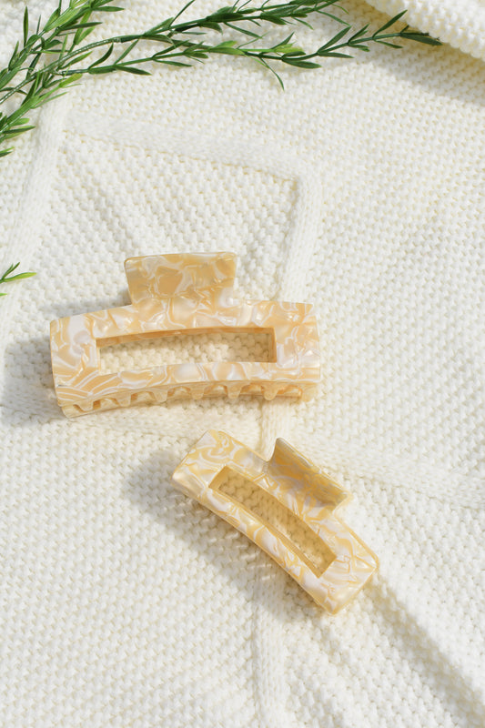 Cream Square Claw Clip