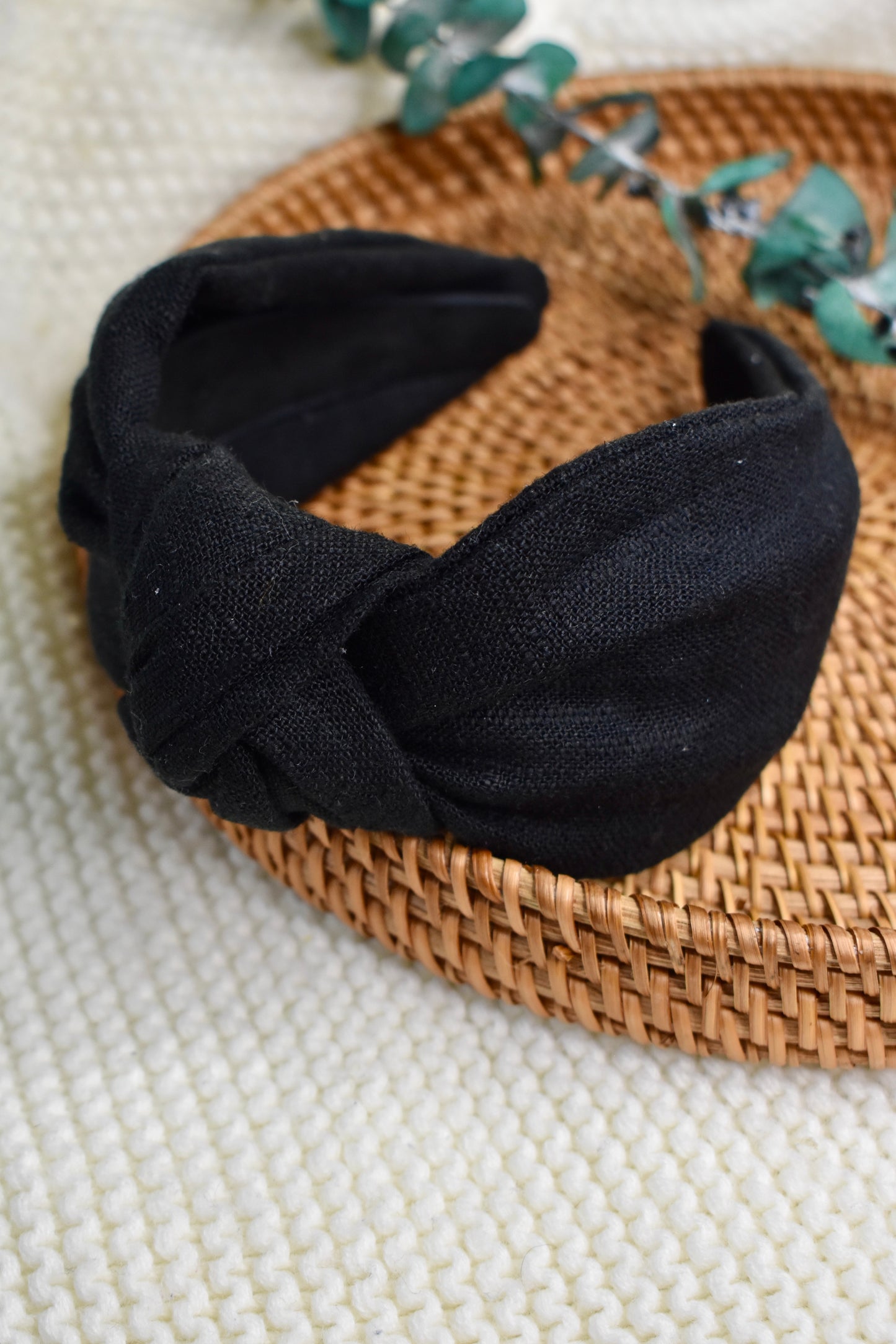 Black Linen | Knotted Headband