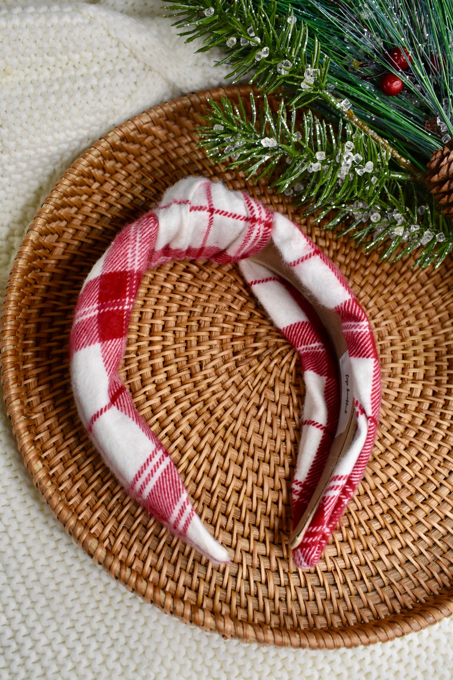 Cranberry Plaid | Knotted Headband