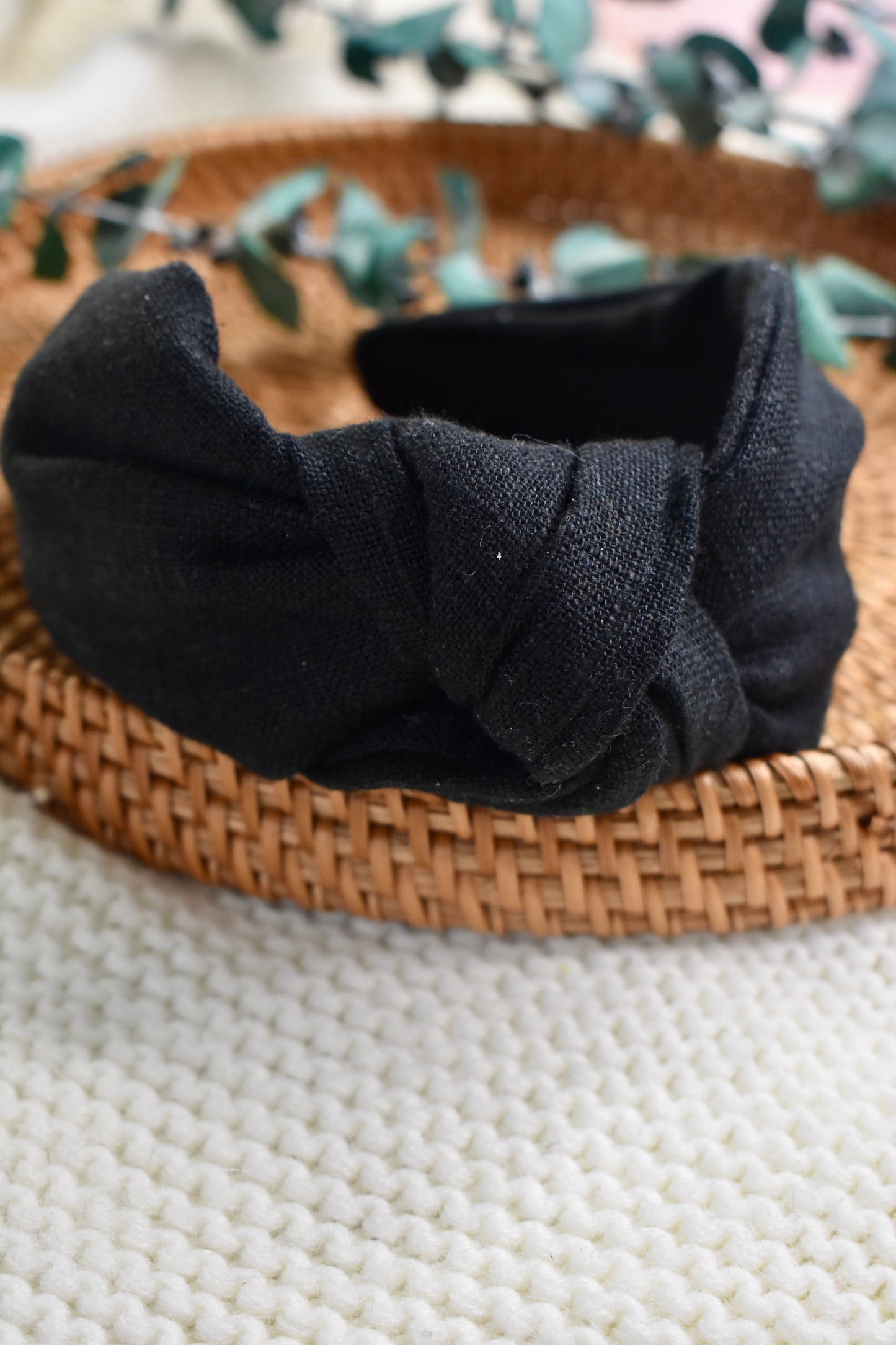 Black Linen | Knotted Headband