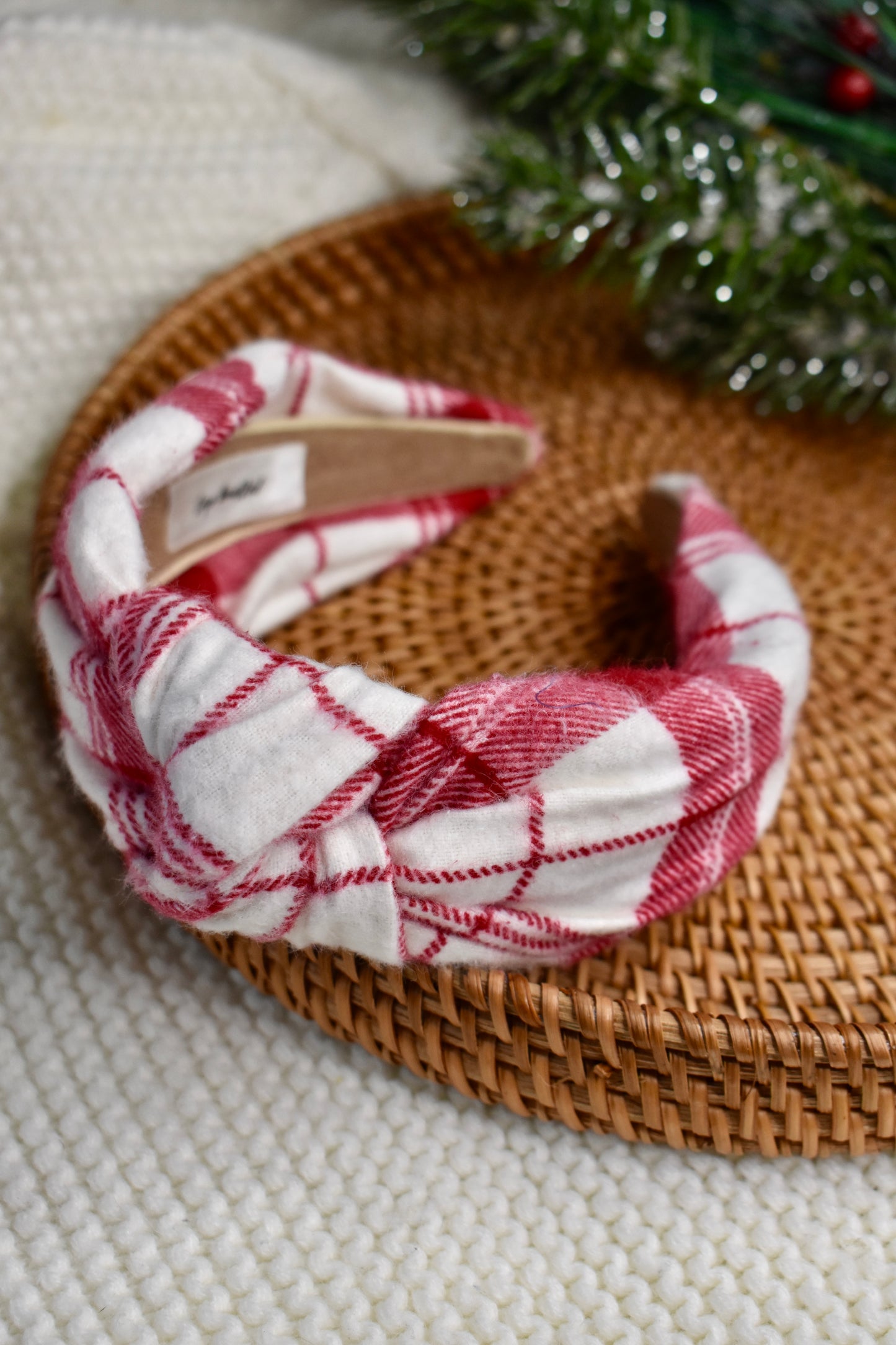 Cranberry Plaid | Knotted Headband