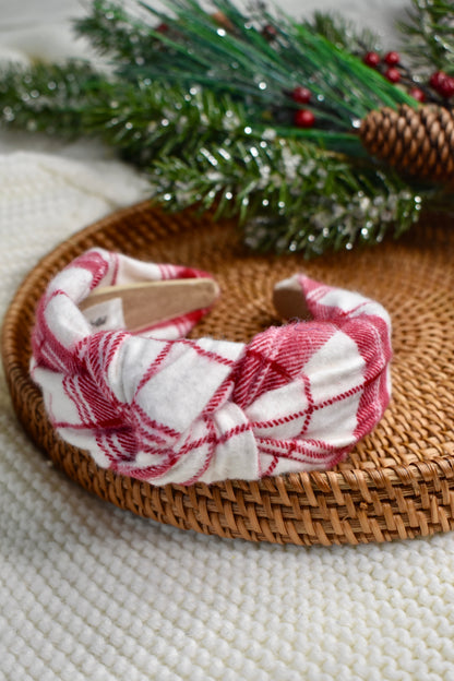 Cranberry Plaid | Knotted Headband