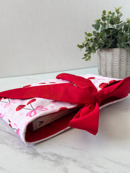 Cherry Sweetheart Quilted Book Sleeve
