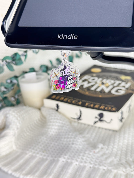 Fantasy Book Stack Kindle Charm