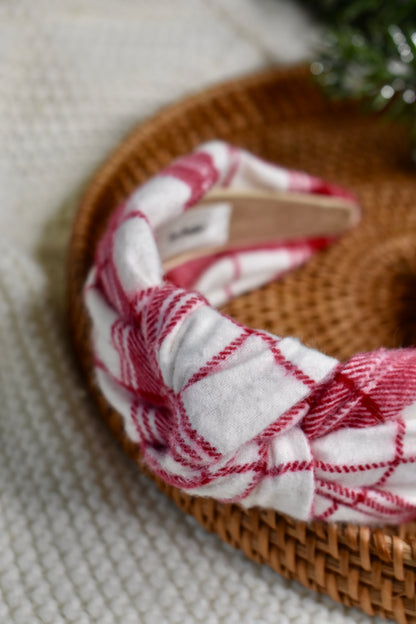 Cranberry Plaid | Knotted Headband