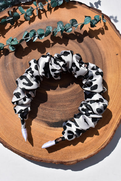 Satin Leopard | Scrunchie Headband