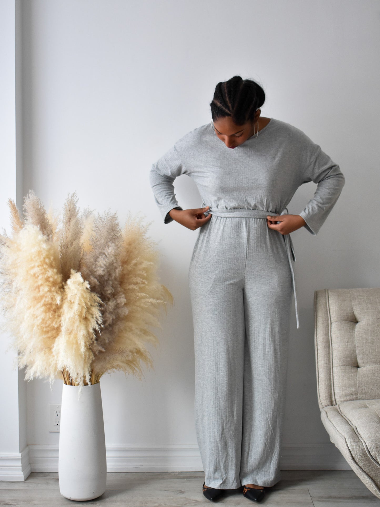 Melissa Long Sleeve Ribbed Jumpsuit