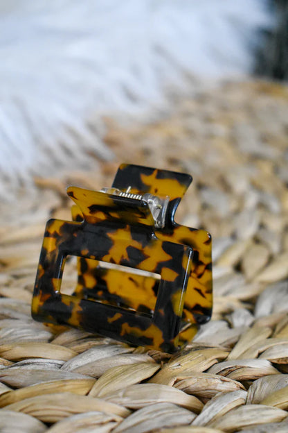Dark Tortoise Square Claw Clip
