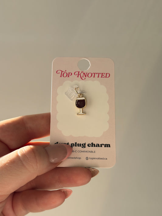Wine Glass Kindle & USB-C Dust Plug Charm