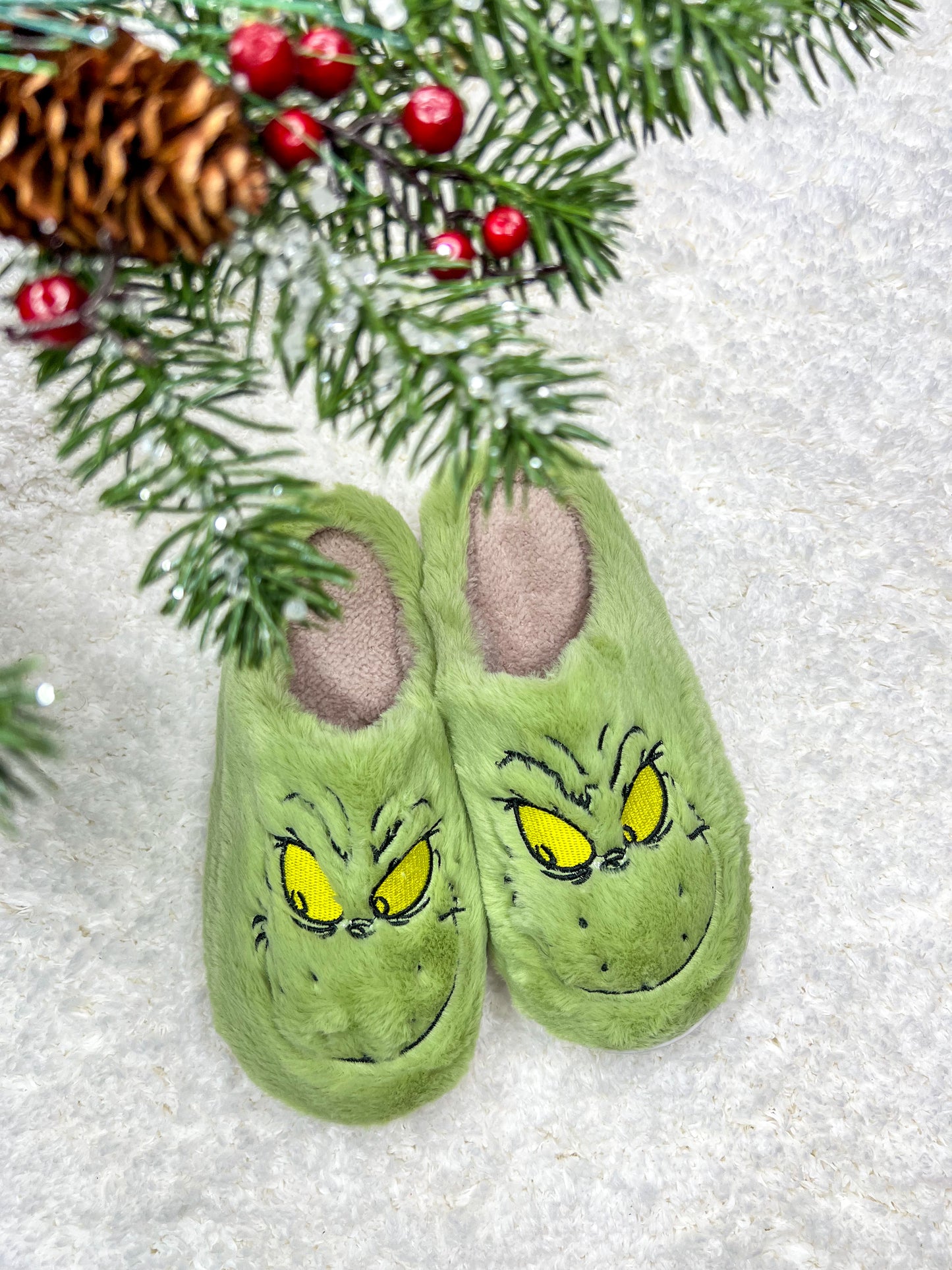 Fuzzy Grinch Slippers