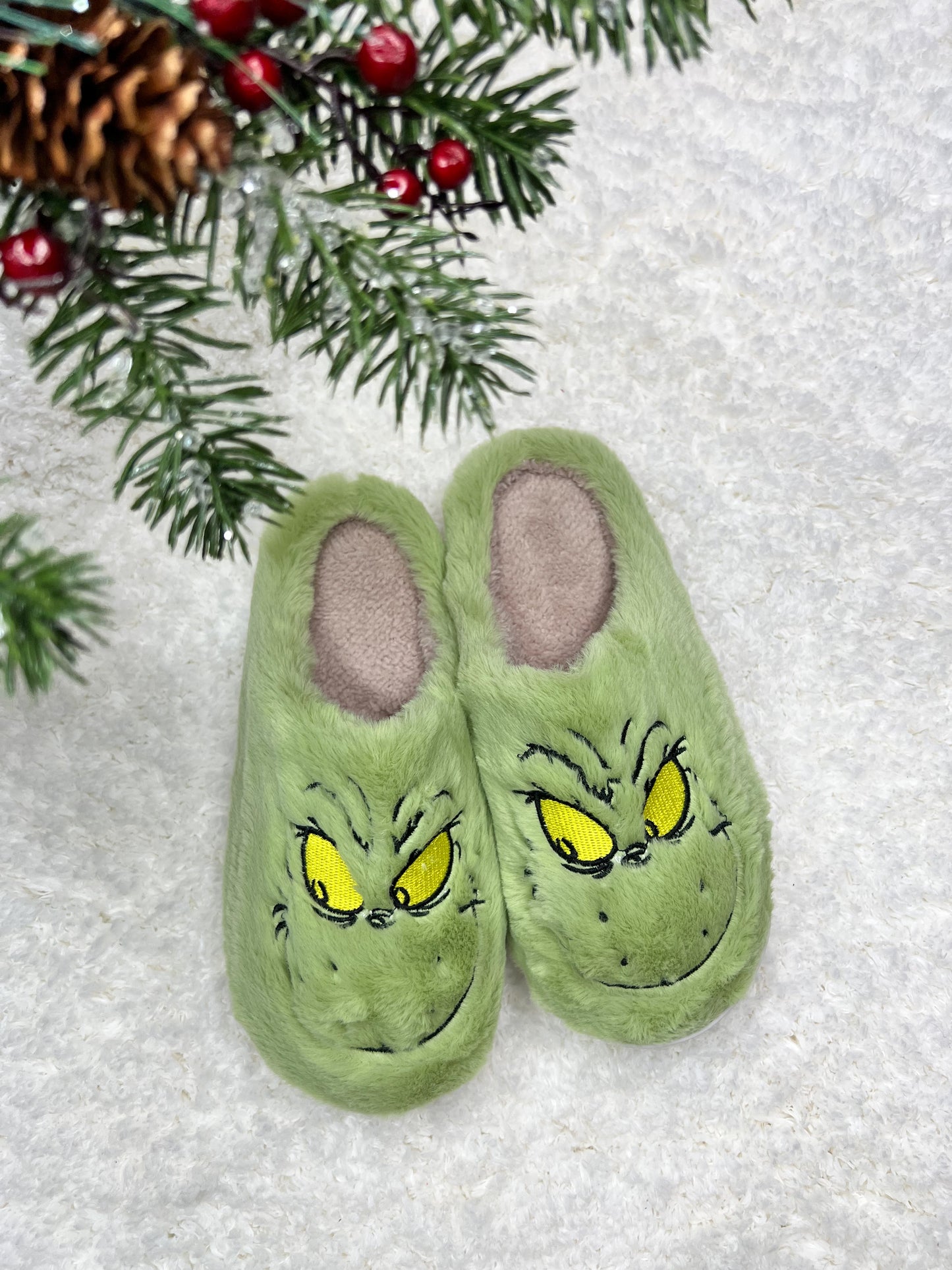 Fuzzy Grinch Slippers