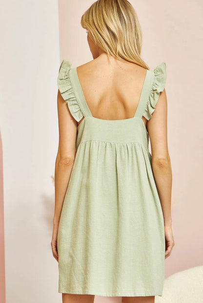 California Dreams Mint Green Flutter Sleeve Babydoll Dress - XL