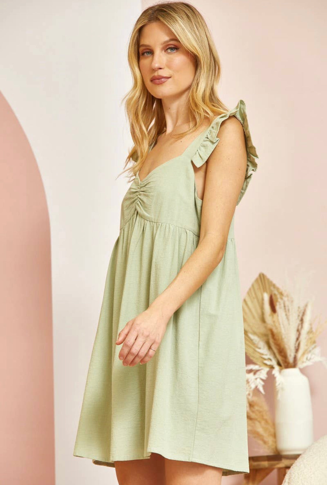 California Dreams Mint Green Flutter Sleeve Babydoll Dress - XL