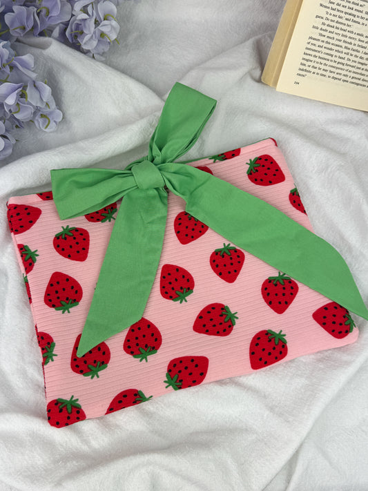 Strawberry Swirl Quilted Book Sleeve