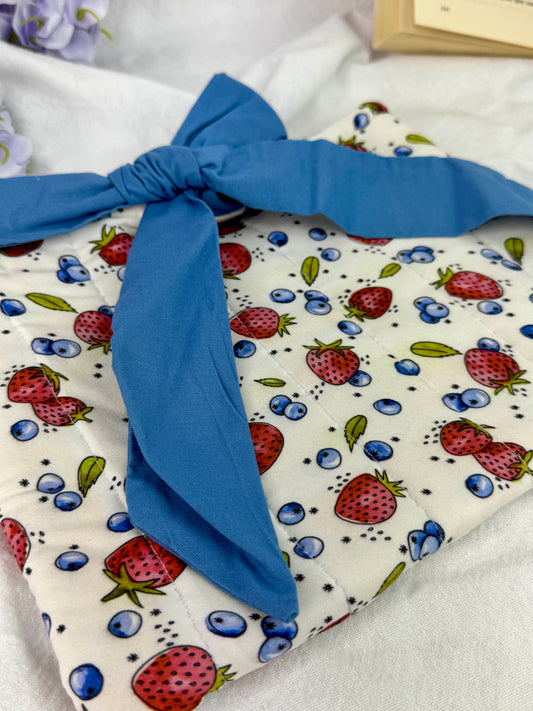 Strawberries and Cream Quilted Book Sleeve