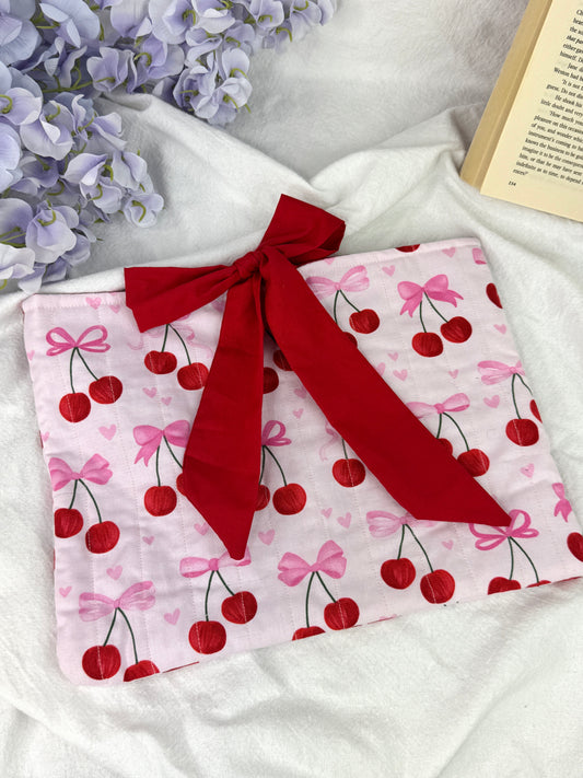 Cherry Sweetheart Quilted Book Sleeve