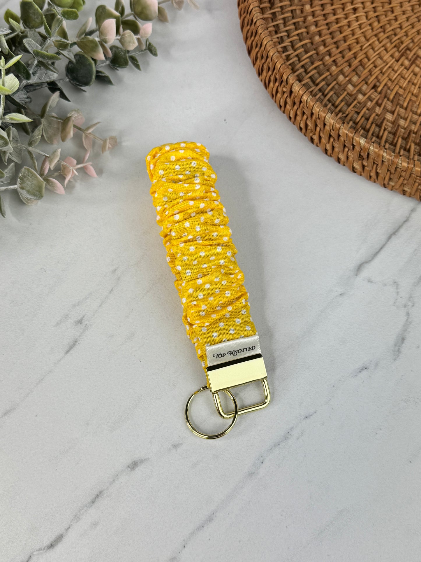 Sunny Dots Scrunchie Wristlet